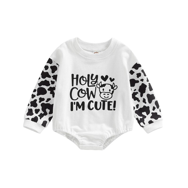 Lovely Cow Print Newborn Baby Jumpsuits for Autumn