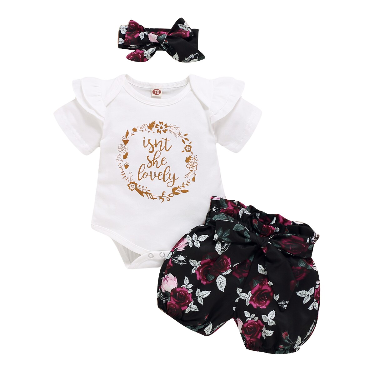 Summer Lovin': Newborn Baby Girls' 3Pcs Outfits Set with Floral Shorts and Bowknot Headband