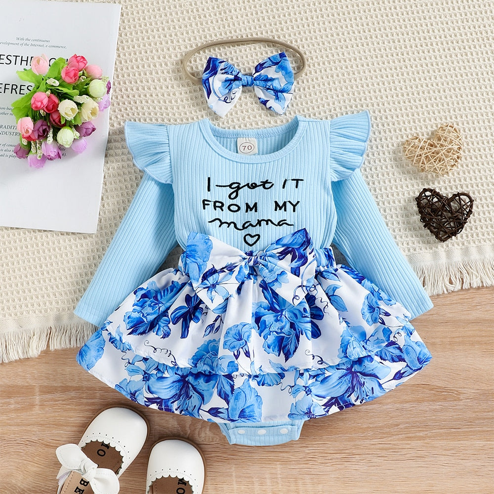 Charming Romper Dress and Headband Set for Newborn Baby Girls