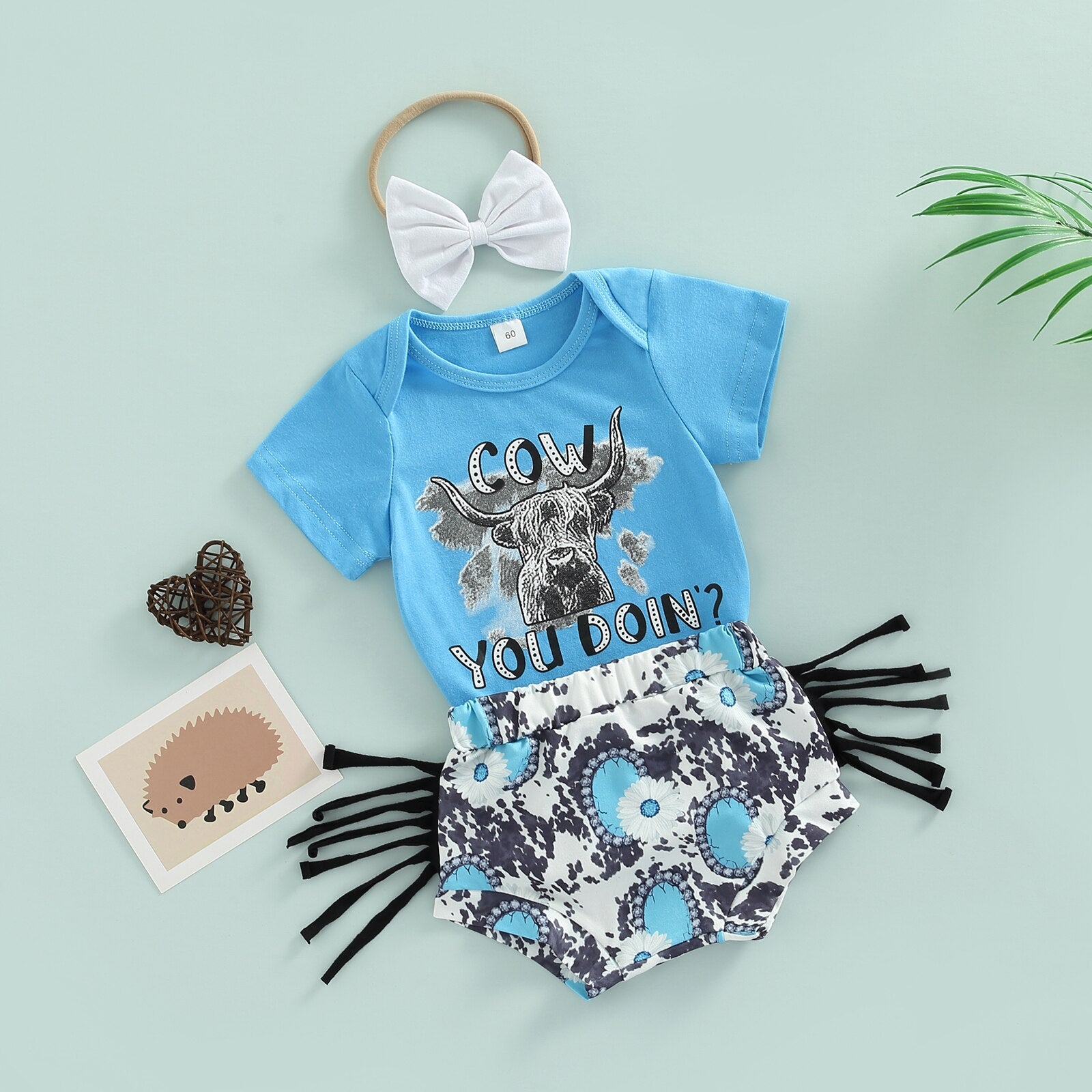 Cute Cow-themed Baby Girl Clothes Set