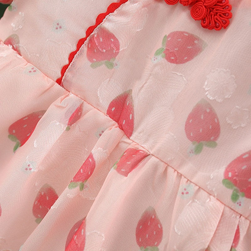 Sweet Puff Sleeve Chiffon Dress Set for Baby Girls