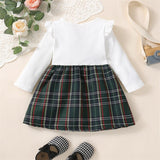 Baby Girl Plaid Dress with Ruffles and Long Sleeves - Babbez
