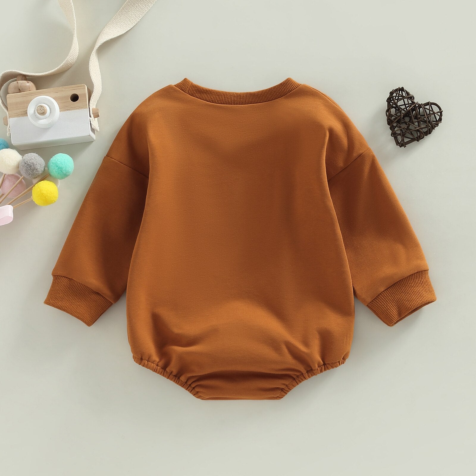 Fashionable Autumn Clothes for Newborn Baby Girls - Brown Cotton Letter Print Loose Long Sleeve Sweatshirts Jumpsuits Overalls