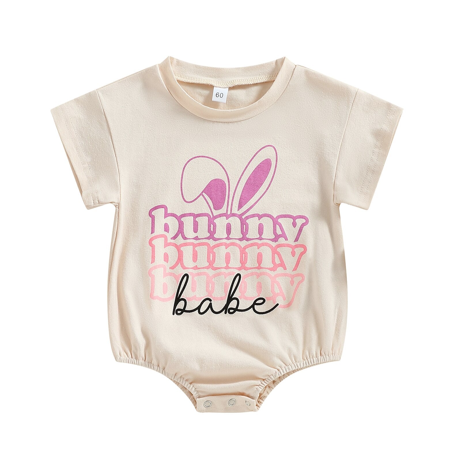 Easter Day Baby Romper with Cartoon Letter Print