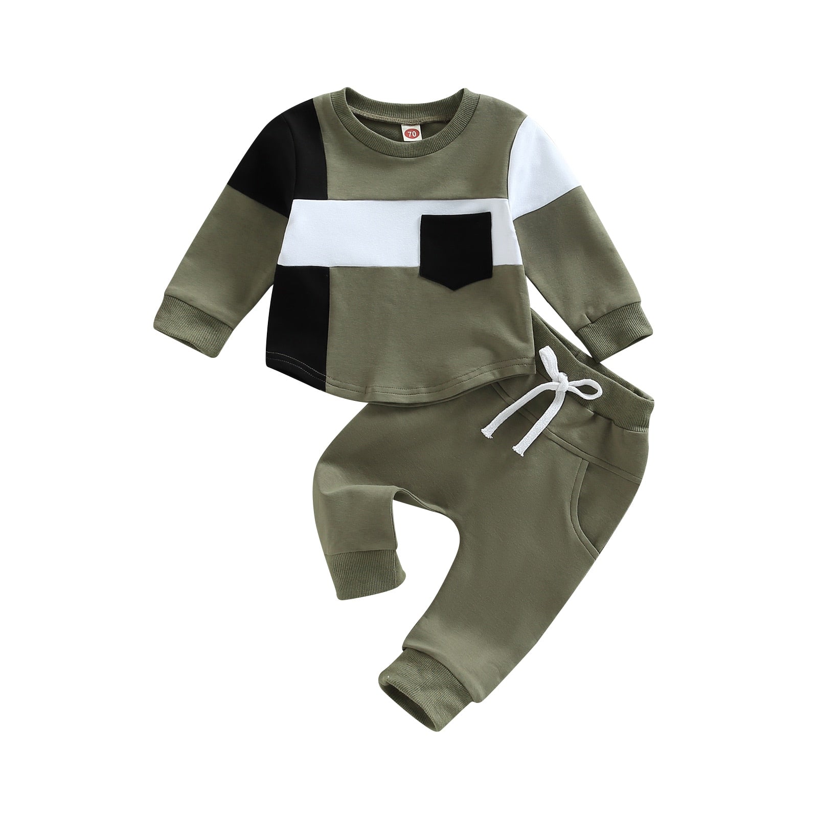 boys outfits for toddlers Long Sleeve Patchwork Pullover Tops and Pocket Pants Infant Clothing Winter Baby Clothes - BabbeZz