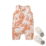 Adorable Summer Sleeveless Rompers for Infants and Toddlers with Cute Leaves Print