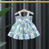 Sweet Summer Sleeveless Dresses for Baby Girls with Flower Bow Knot Detail