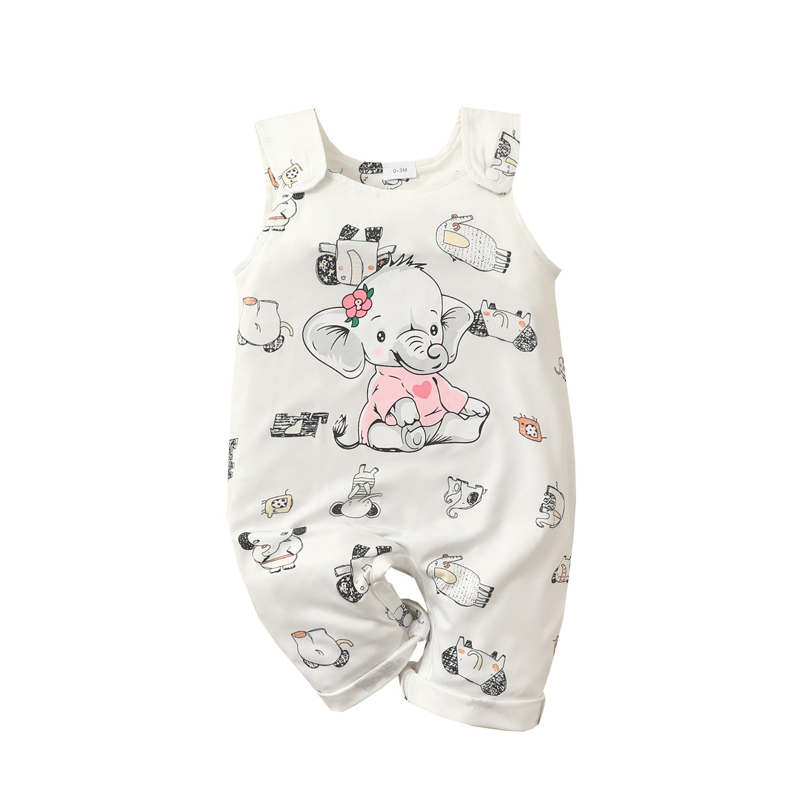 Cute Elephant Print Rompers for Infant Girls and Boys