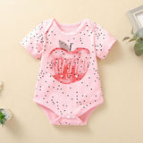 Newborn Baby Girls Short Sleeve Bodysuit with Letters Print for Mother's Day/Father's Day