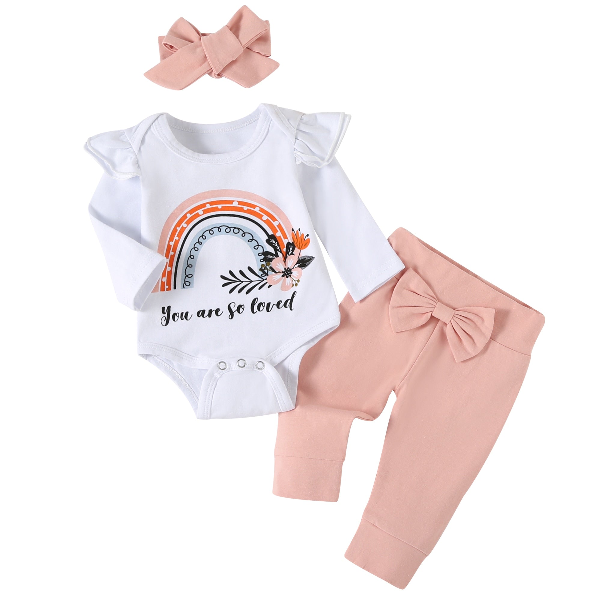 Cute and Comfortable Baby Girl Outfit Set with Ruffles and Insect Print