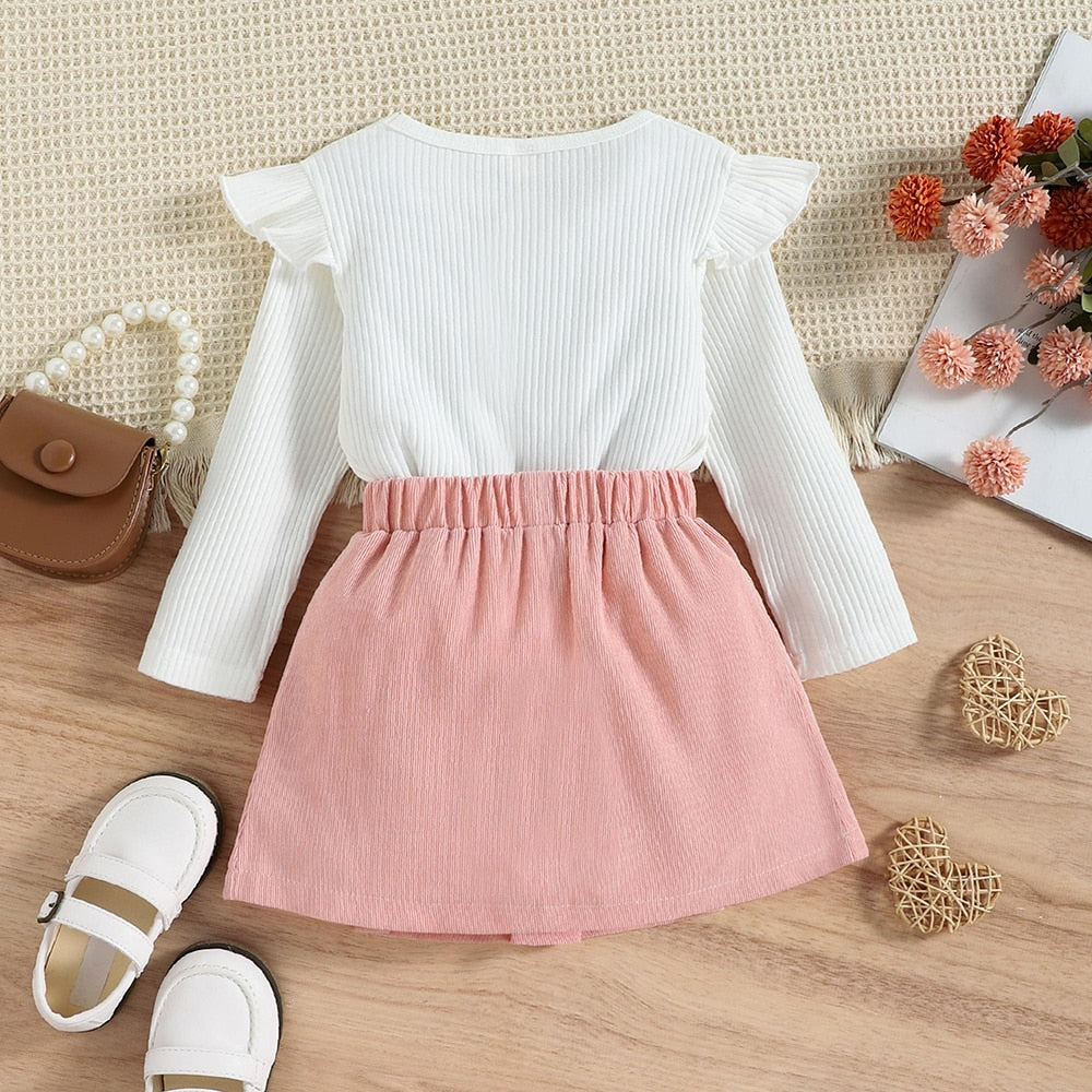 Adorable Baby Girl Dress Set with Long Sleeve Knit Top and Skirt