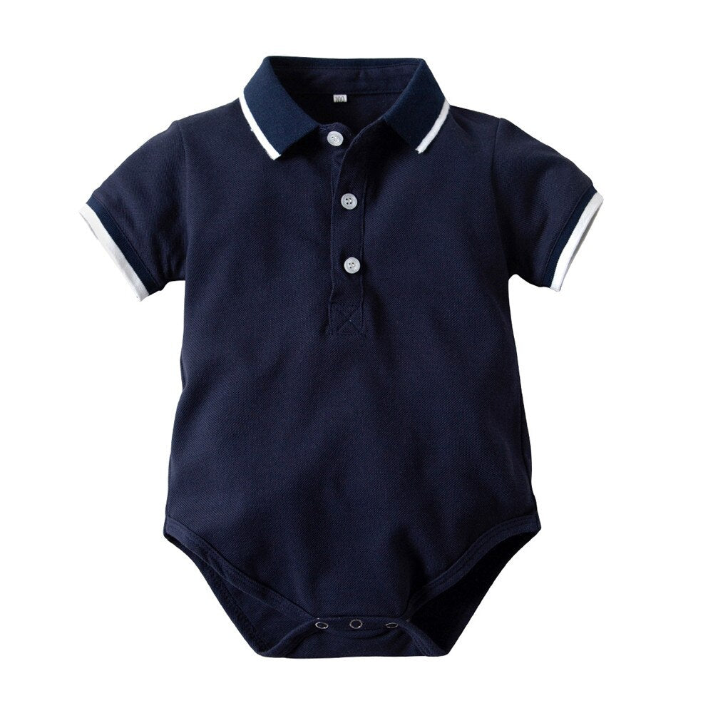 Short Sleeve Toddler Boys Rompers Solid Baby Clothes Polo Outfits