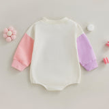 Cute Donut and Letter Print Rompers for Newborn Baby Girls