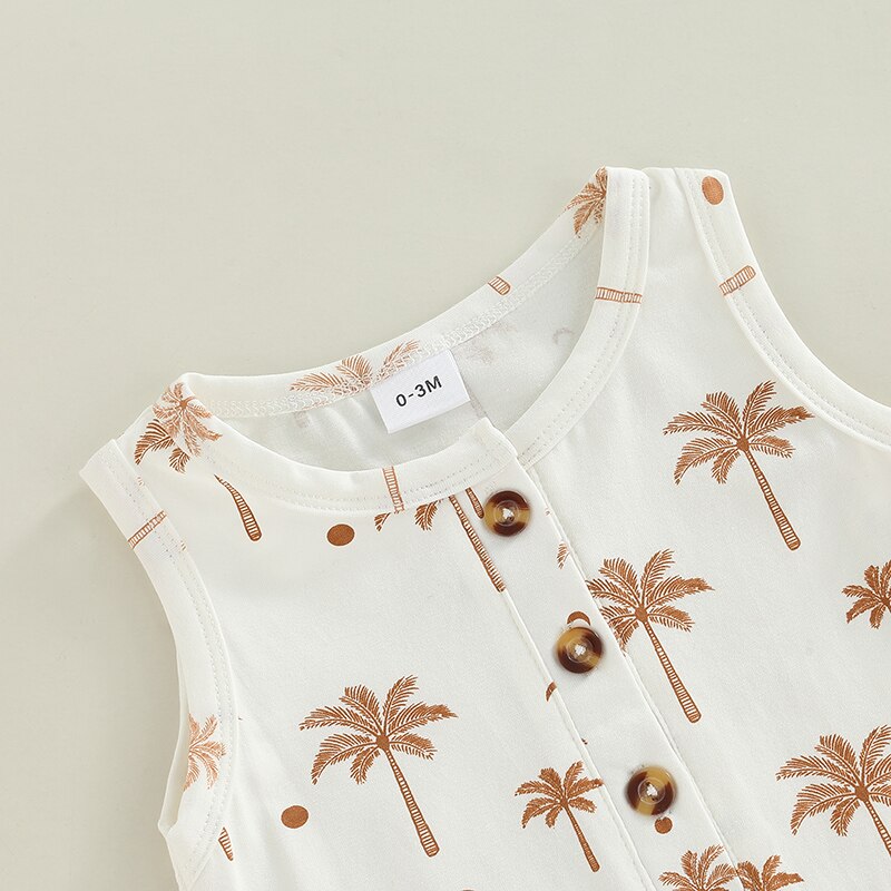 Adorable Newborn Baby Romper with Printed Pattern and Front Buttons