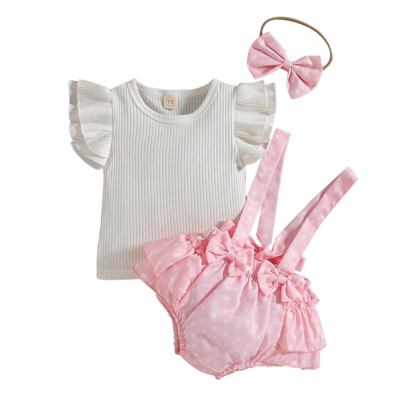 Adorable Newborn Baby Girls Clothes Set with Ruffles, Bowknots and Polka Dots for a Cute Look