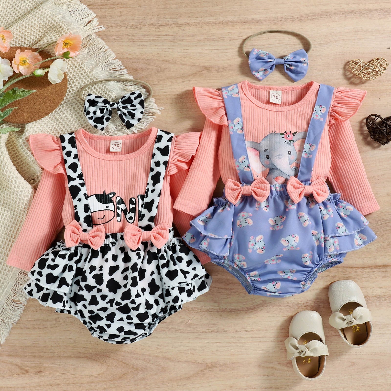 Adorable 3-Piece Animal Printed Baby Girl Clothes Set for 0-24 Months