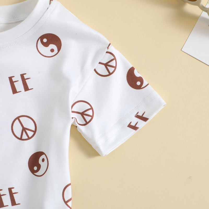 Newborn Baby Yin Yang Symbol Print Bodysuit for Summer