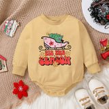 Santa Printed Newborn Bodysuit Overalls - Christmas Rompers for Boys a
