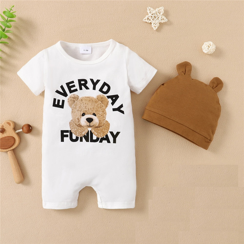 Adorable Baby Boys Clothes and Hat Set with Cute Cartoon Sleepwear for Kids