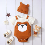 Baby Bear Graphic Waffle Knit Bodysuit and Hat 2-piece Set - Babbez