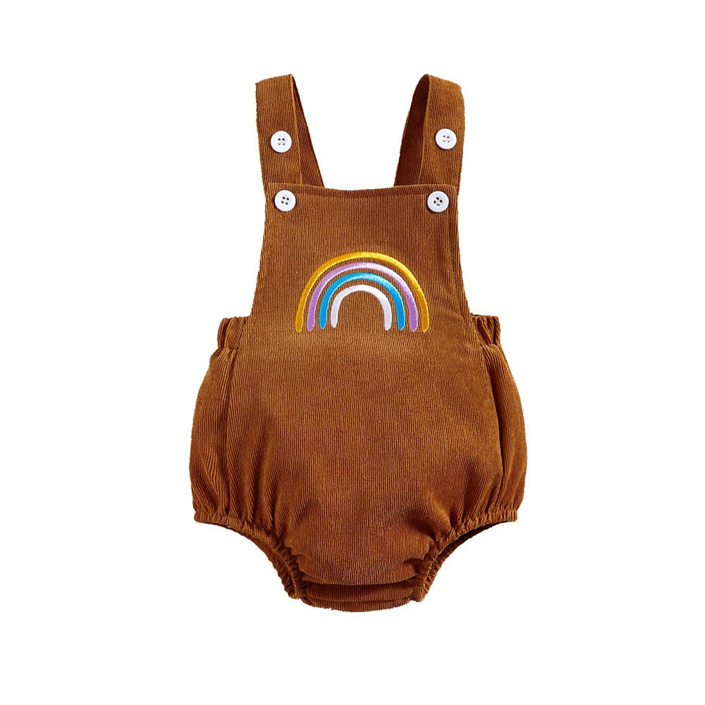 Rainbow Printed Sleeveless Overalls for Girls Newborn Baby's Rompers