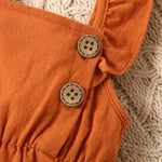 Baby Girl 100 Cotton Sleeveless Romper with Ruffle Trim - Babbez