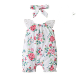 Adorable Floral Sleeveless Baby Rompers with Lace Details for Newborn Girls