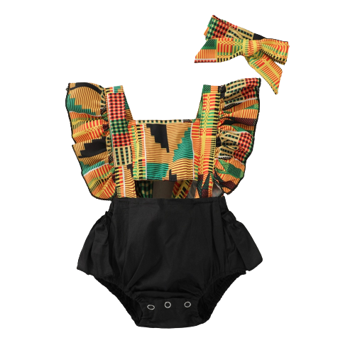 Backless Patchwork Bodysuit for Baby Girls