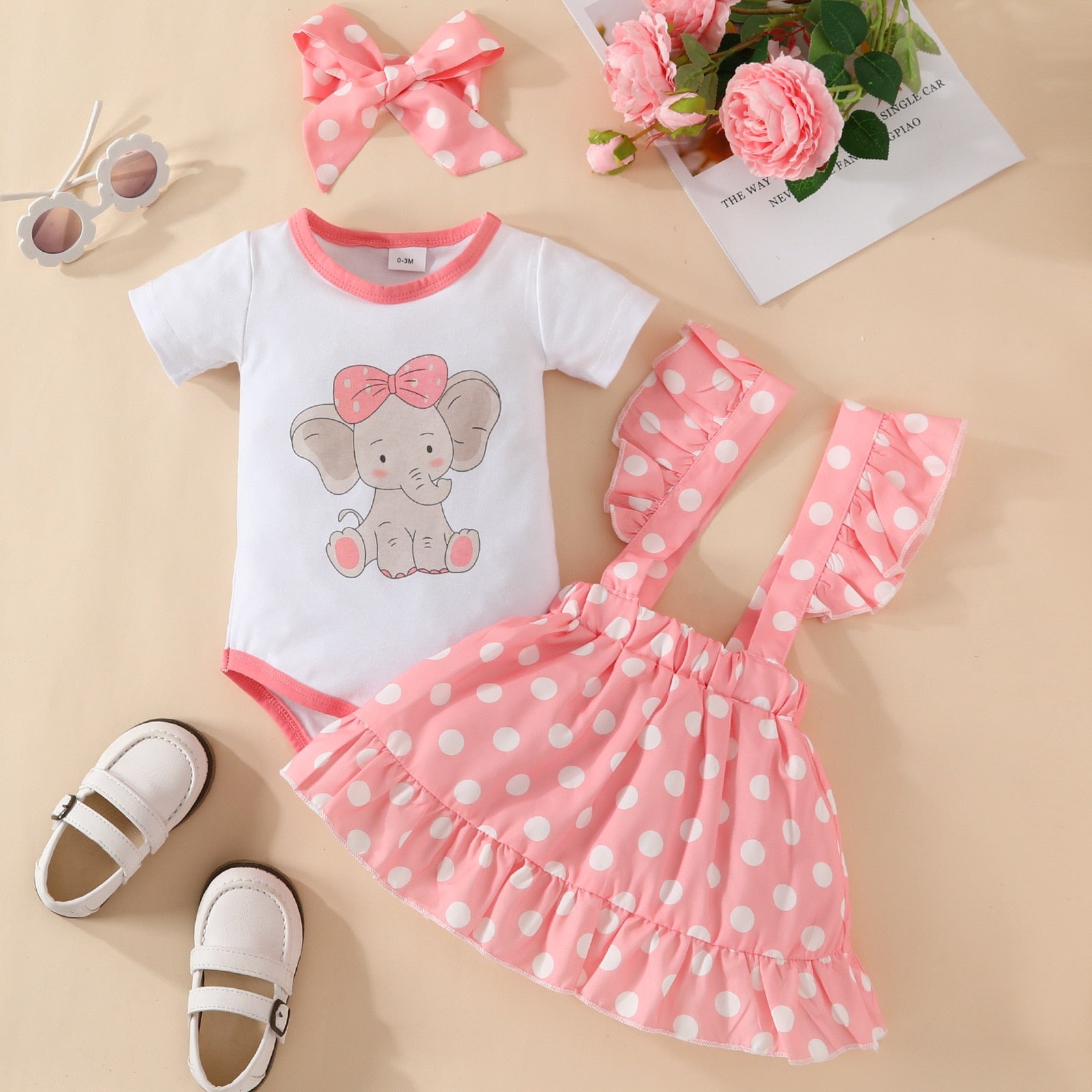 Adorable Fox and Elephant Baby Girl Outfit Set