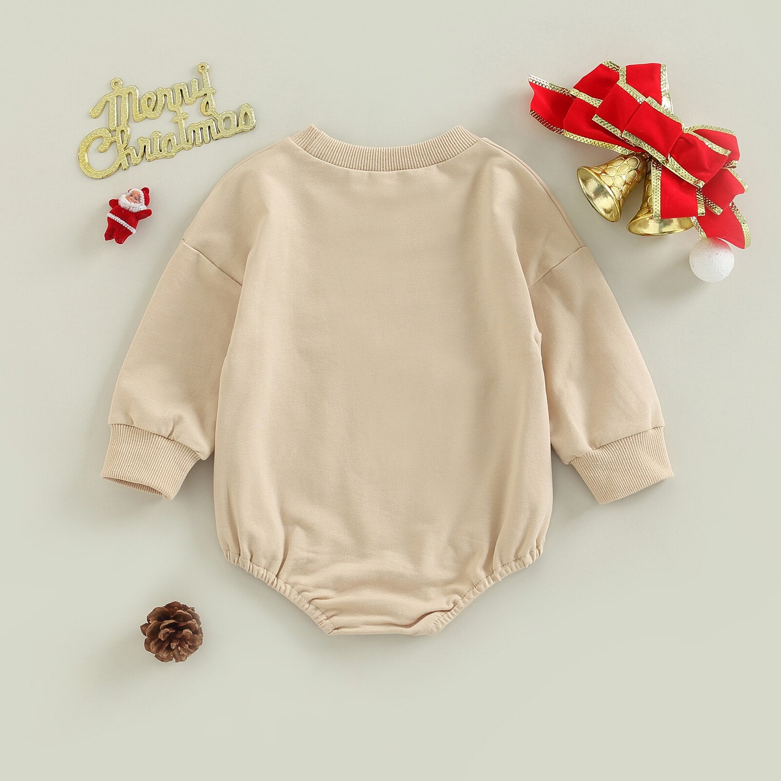 Adorable Christmas Newborn Baby Rompers with Letter Print and Loose Sweatshirts