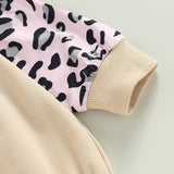Fashionable Leopard Patchwork Sweatshirts Jumpsuits for Newborn Baby Girls