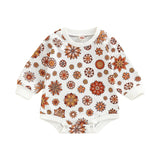 Retro Floral Long Sleeve Sweatshirt Bodysuit for Baby Girls - Babbez