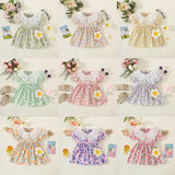Sweet Floral Summer Baby Girl Dresses with Short Sleeves