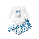Love Elephant Print Newborn Girls Valentine's Day Outfit