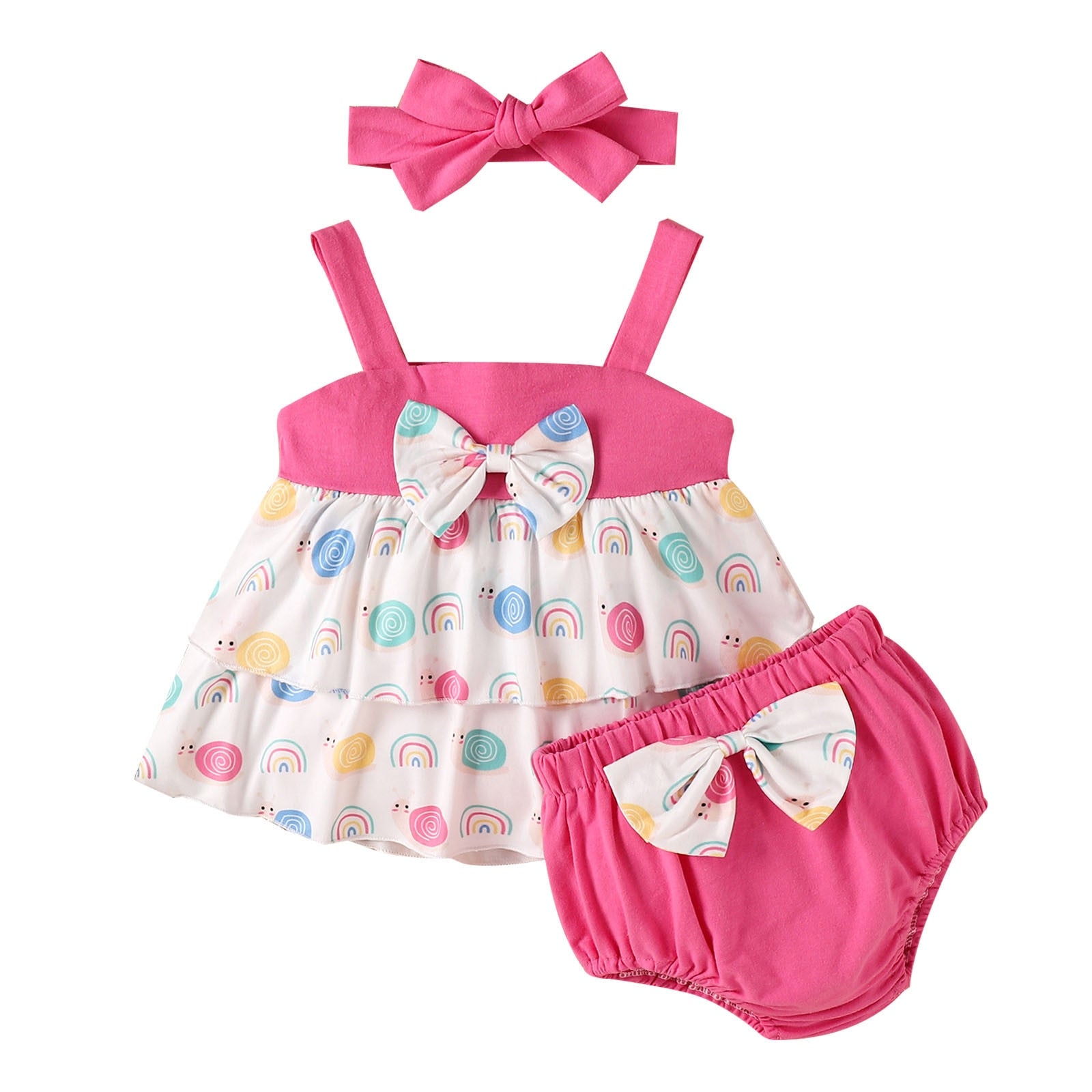 Adorable Newborn Infant Girls Clothes Sets with Cartoon Prints and Bowknot PP Shorts - Perfect for Baby's First Easter Outfits