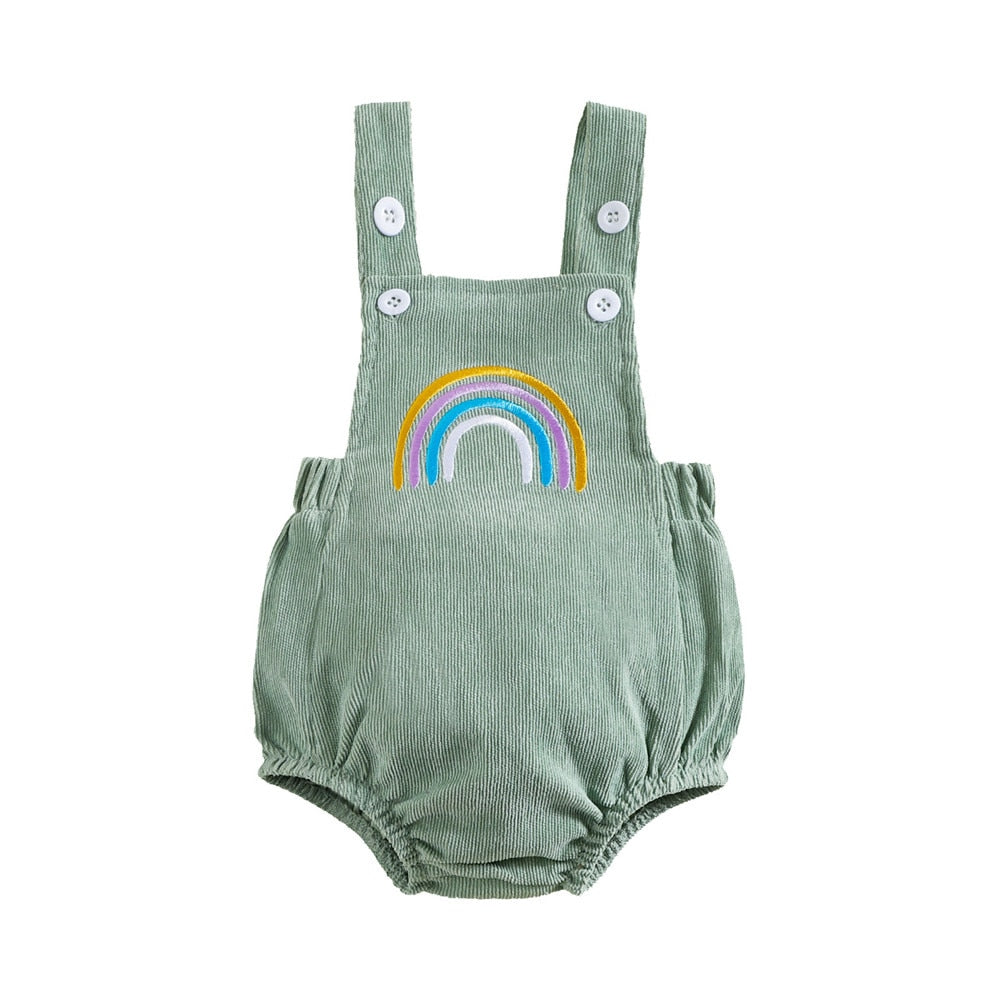 Rainbow Printed Sleeveless Overalls for Girls Newborn Baby's Rompers