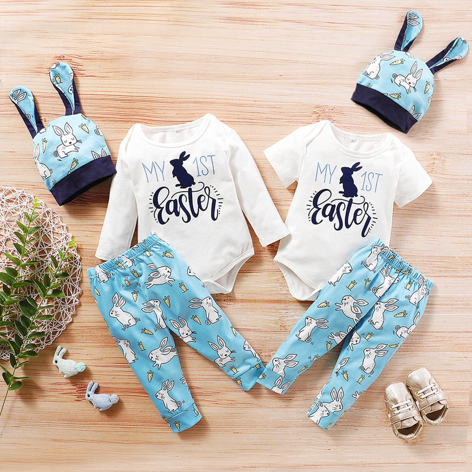 Adorable 3pcs Baby Boys and Girls Clothes Sets with Cute Cartoon Rabbit Prints