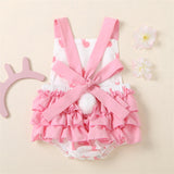 Adorable Newborn Baby Girls' Summer Jumpsuit with Cartoon Rabbit Prints