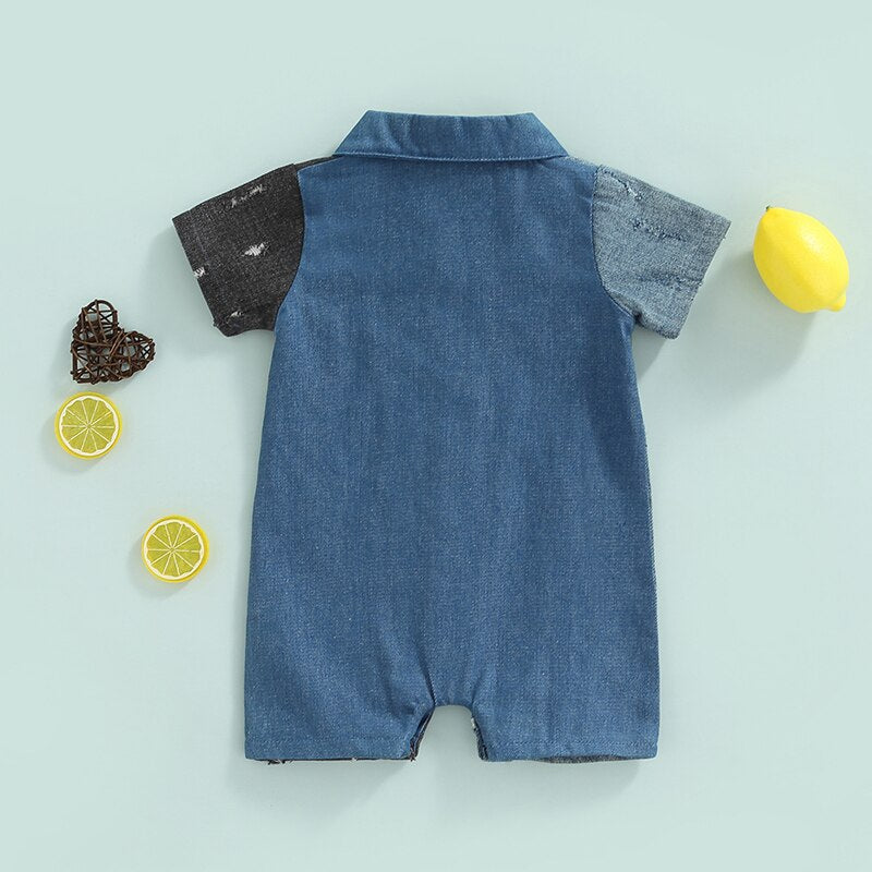 Summer Infant Baby Boys Color Matching Romper with Bow Tie