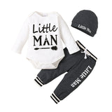 3-18M 3pcs Newborn Baby Boy Clothes Set - Long Sleeve Jumpsuit, Pants, and Romper
