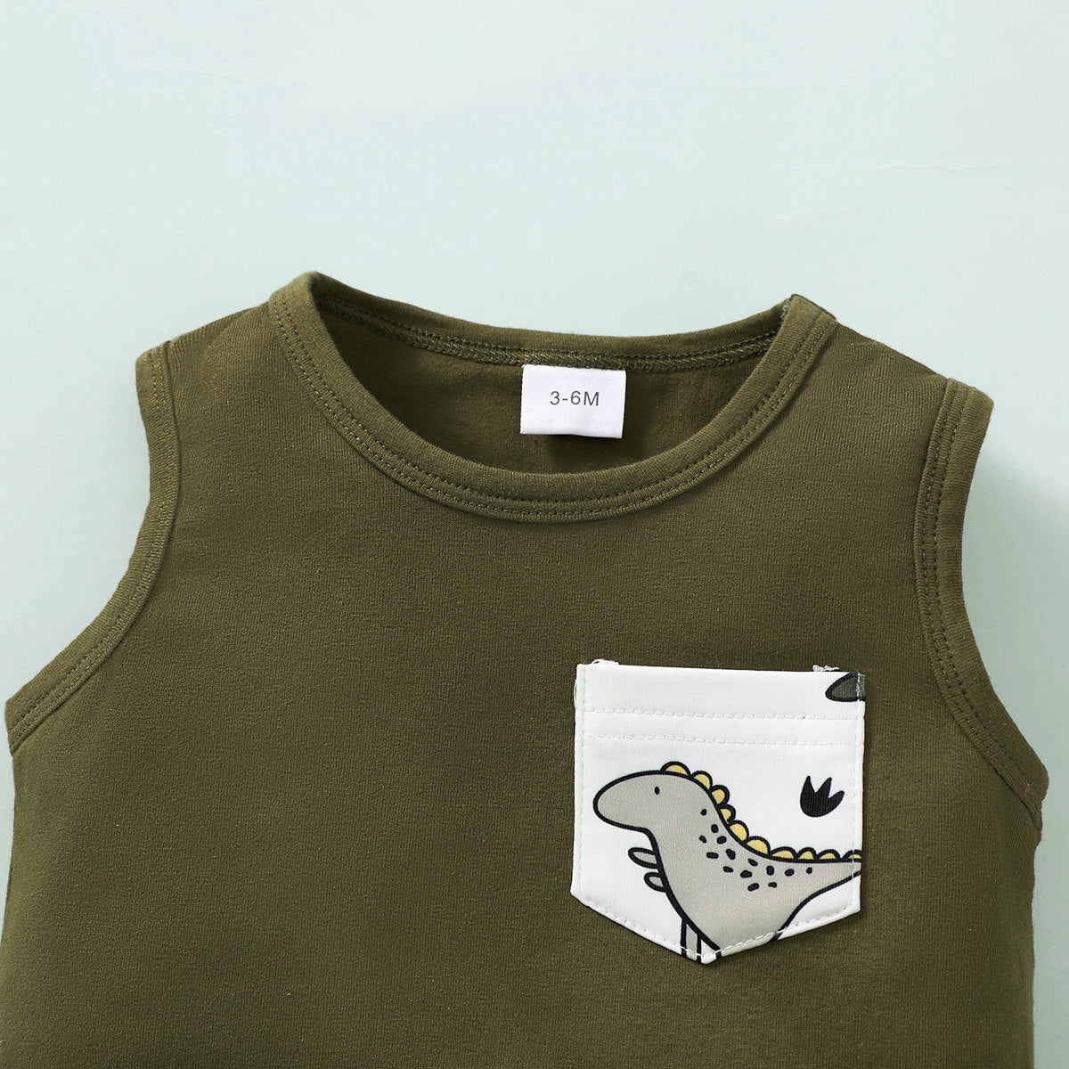 Adorable Baby Boy Dinosaur Printed Vest and Allover Printing Shorts Set