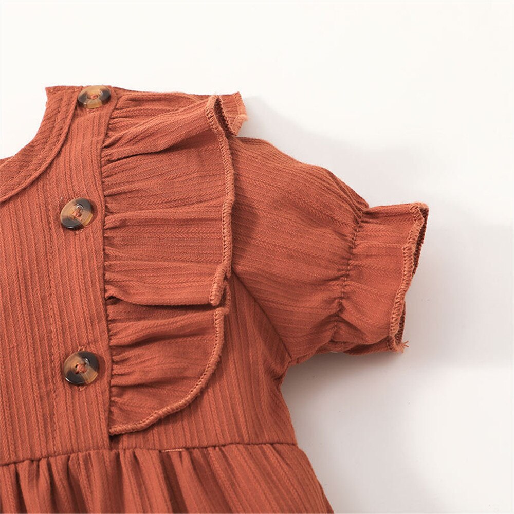 Girls' Solid Jumpsuit for Summer - Ruffled Toddler Rompers for Casual Baby Play