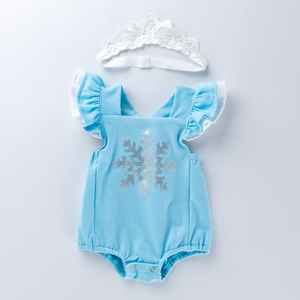 Adorable Flying Sleeve Baby Bodysuit with Watermelon Print for Girls