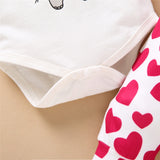 Love Elephant Print Newborn Girls Valentine's Day Outfit