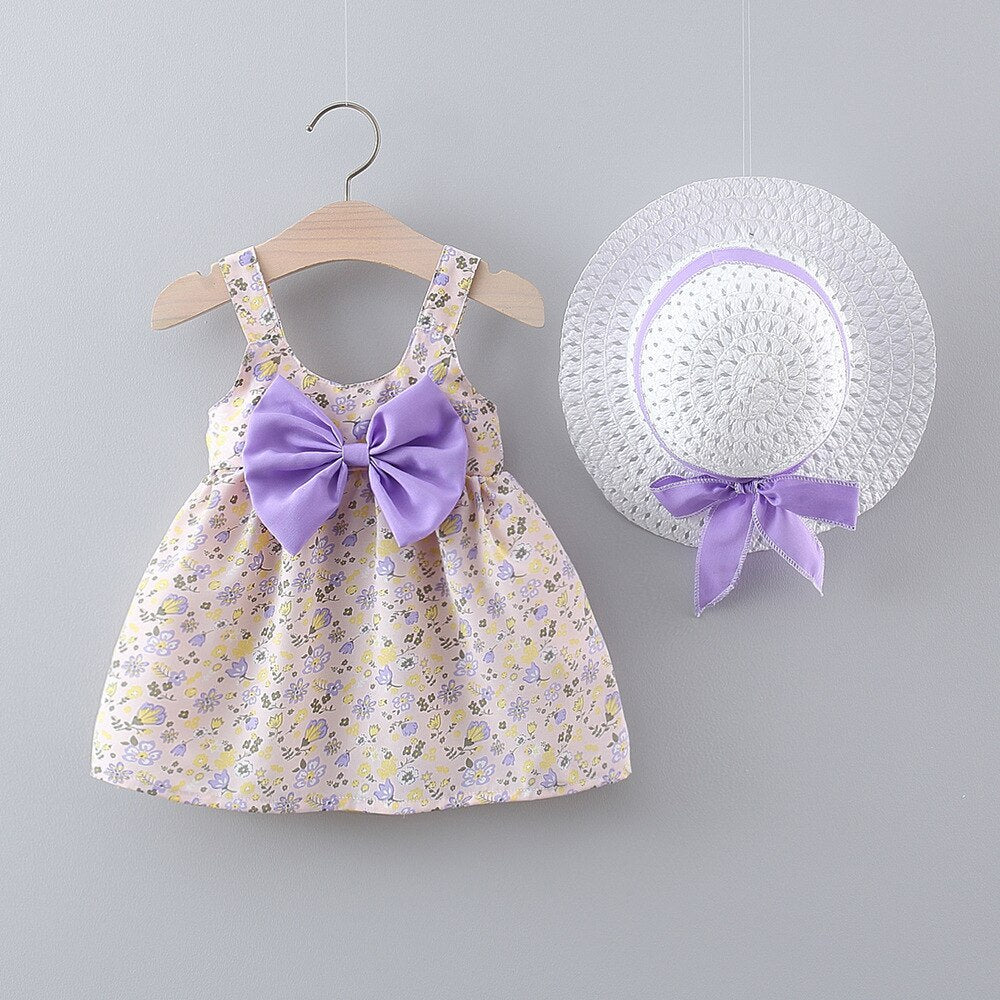 Sweet Floral Bow Beach Baby Girl Dress