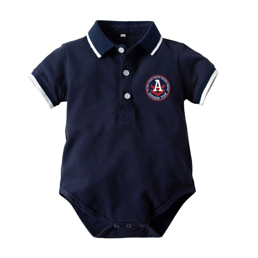 Short Sleeve Toddler Boys Rompers Solid Baby Clothes Polo Outfits