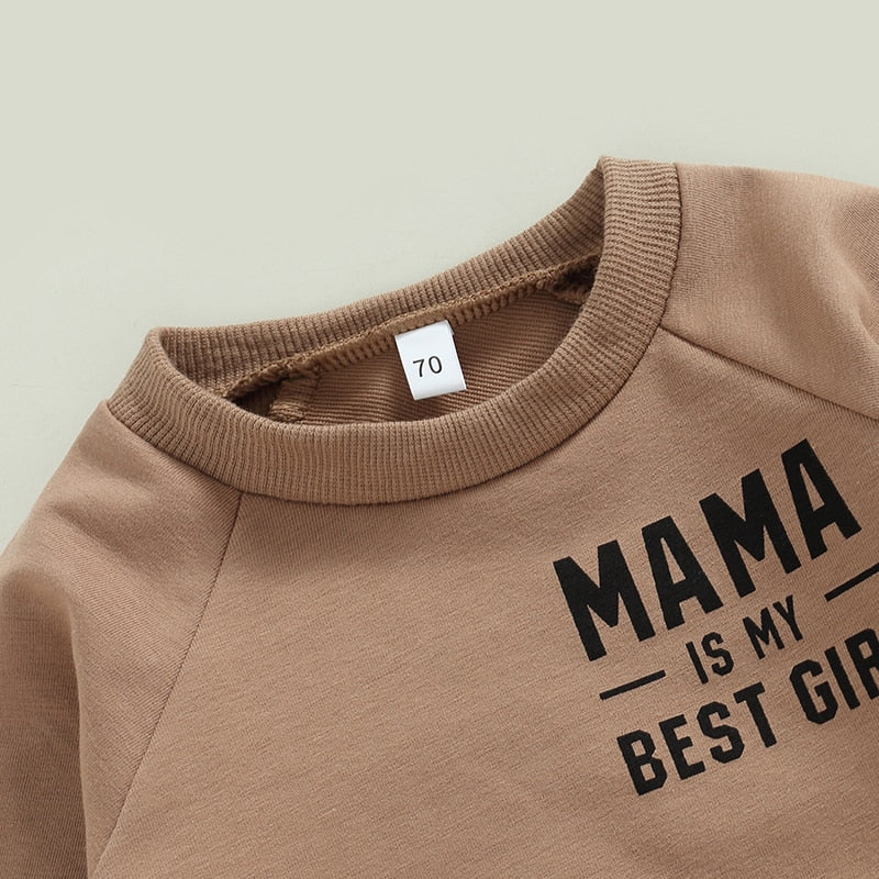 Boys Outfits Newborn Toddler Clothes Set Letter Print Long Sleeve Sweatshirt Tops and Elastic Casual Striped Pants Tracksuit - Babbez