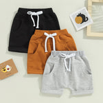 Toddler Baby Unisex 3-pack Drawstring Shorts with Pockets - Babbez