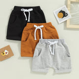 Toddler Baby Unisex 3-pack Drawstring Shorts with Pockets - Babbez