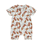 Newborn Baby Western Cowboy Print Short Sleeve Romper - Babbez